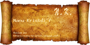 Nanu Kristóf névjegykártya